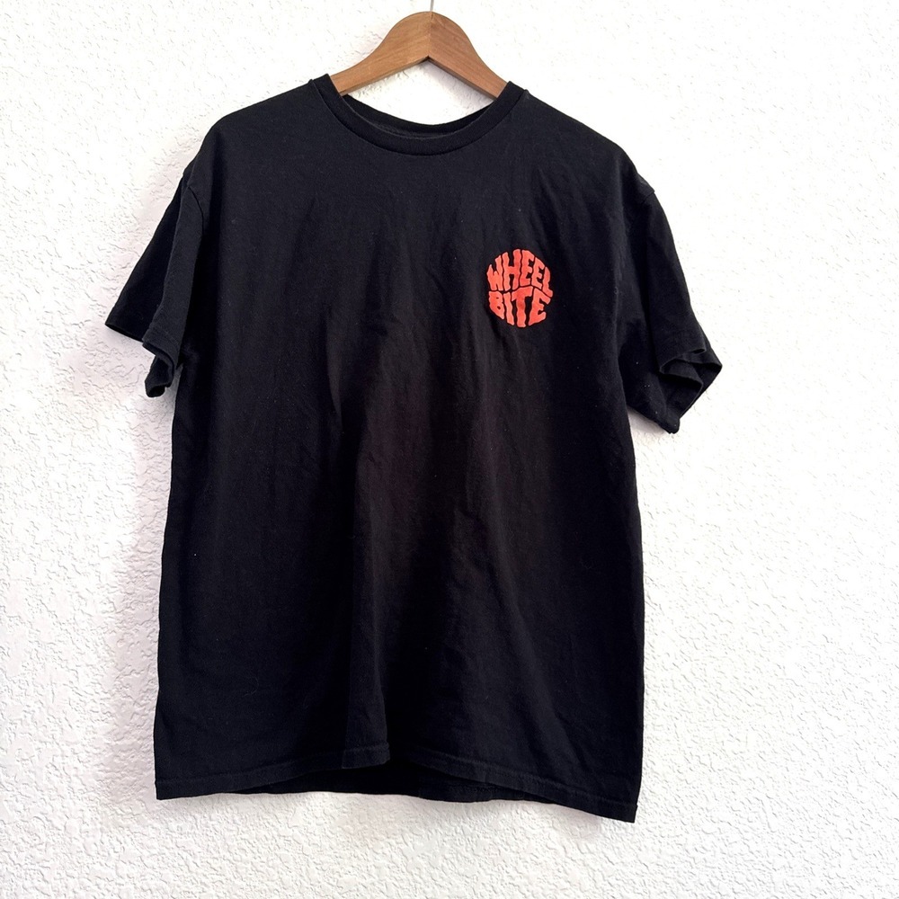 Wheel Bite Bust or Bail Skeleton Skater T-Shirt Black Men's Size L 100% Cotton